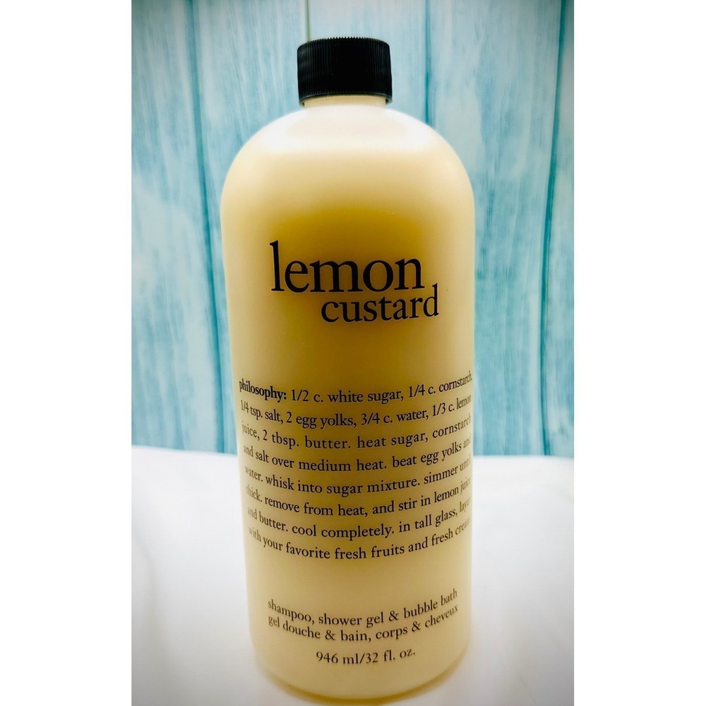 32 oz Philosophy Lemon Custard 3-in-1 Shampoo Shower Gel & Bubble Bath w/ Pump - Picture 2 of 4